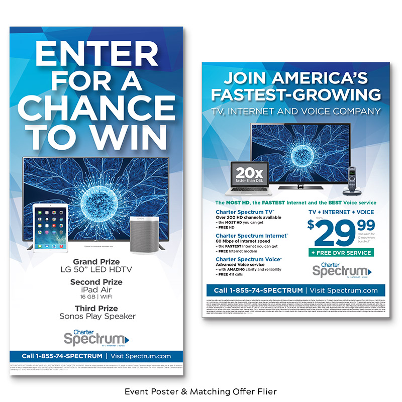 Charter Cable Event Poster and Matching Offer Flier